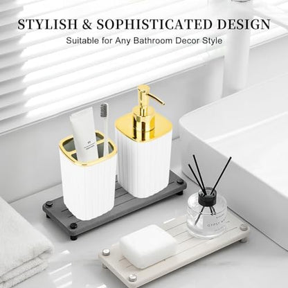 RRM 2PCS Bathroom Accessories Set, Soap Dispenser and Toothbrush Holder