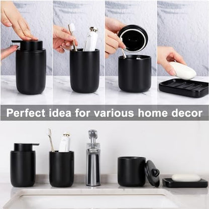 BosilunLife Black Ceramic Bathroom Accessories Set of 4
