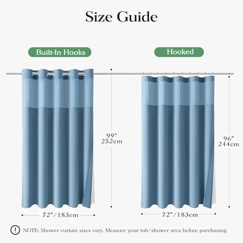 Dynamene Moonlight Blue Hook Free Waffle Shower Curtain & Snap Liner,72x99