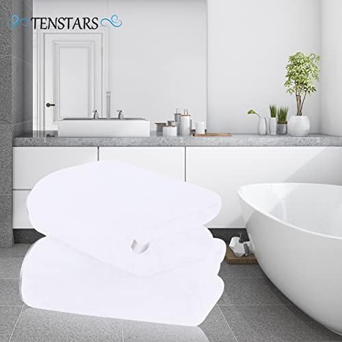 TENSTARS Silk Hemming Bath Towels for Bathroom Clearance - 27 x 55 inches - Light Thin Quick Drying - Soft Microfiber Absorbent Towel for Bath Fitness, Sports, Yoga, Travel, Gym - 2 Pack, White