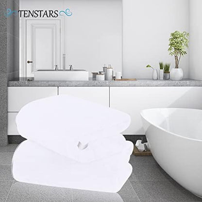 TENSTARS Silk Hemming Bath Towels for Bathroom Clearance - 27 x 55 inches - Light Thin Quick Drying - Soft Microfiber Absorbent Towel for Bath Fitness, Sports, Yoga, Travel, Gym - 2 Pack, White