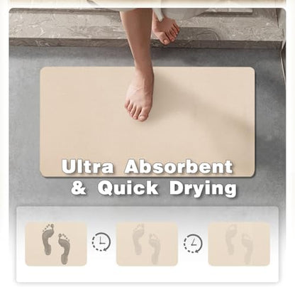 TYUU Thin Bath Mat Runner, Long Bathroom Rugs Non Slip, 24x70 Beige