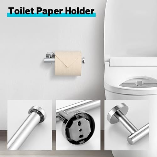 Chrome Bathroom Hardware Set, 4 Pieces Towel Bar Towel Holder Set Includes Towel Bar, Toilet Paper Holder,Towel Ring and Towel Hook Wall Mount Bathroom Accessories Towel Racks for Bathroom