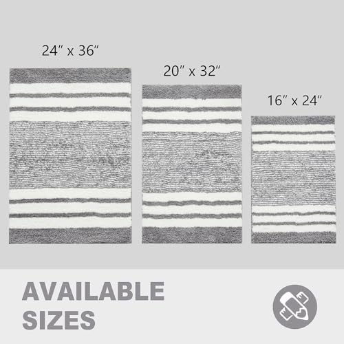 CozeCube Grey Striped 36"x24" Non Slip Washable Bath Mat