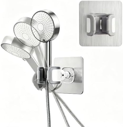 Adjustable Shower Head Holder Adhesive & Drill 2-in-1 with 360° Swivel
