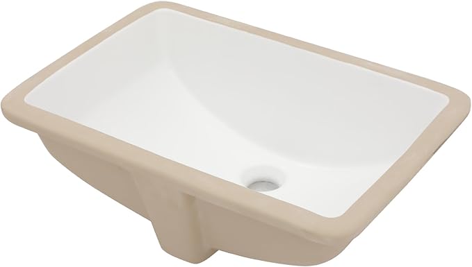 19''x14'' Undermount Bathroom Sink Rectangle Bathroom Sink White Porcelain Ceramic Sinks Vanity Sink Under Counter Basin Lavatory Sink Vessel Sink