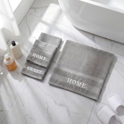 Hahafelt Decorative Bathroom Towel Set,Grey,Home Sweet Home