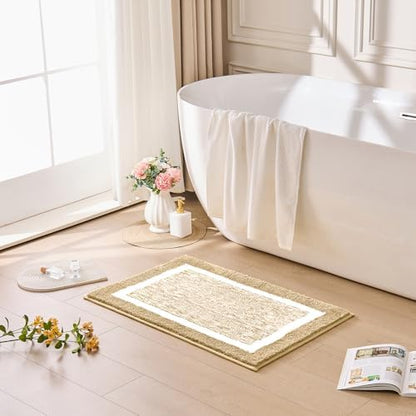 CozeCube Beige Bath Mat 36"x24" Non Slip Washable Rug