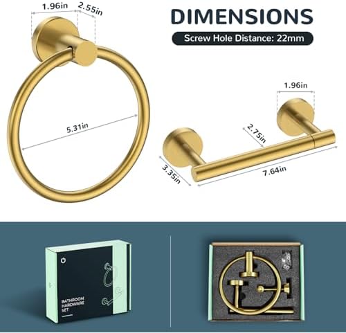 FORIOUS Toilet Paper Holder and Towel Ring Set, Bathroom Accessories Set