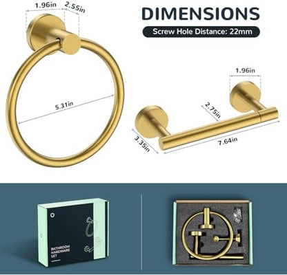 FORIOUS Toilet Paper Holder and Towel Ring Set, Bathroom Accessories Set