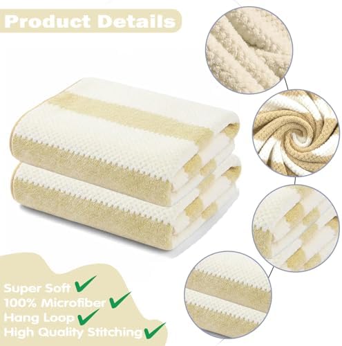 2-Pack Microfiber Bath Towels (27x54 Inches) - Ultra Soft & Quick Dry, 3X Absorbency, Lightweight for Gym, Yoga, Travel & Spa - Perfect for Home, Fitness & Post-Workout