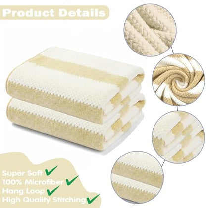 2-Pack Microfiber Bath Towels (27x54 Inches) - Ultra Soft & Quick Dry, 3X Absorbency, Lightweight for Gym, Yoga, Travel & Spa - Perfect for Home, Fitness & Post-Workout