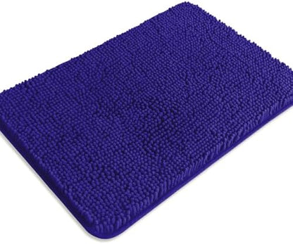 Royal Blue Bathroom Rugs – Absorbent and Washable Bath Mat, Non-Slip, Thick Soft Chenille Bath Rugs for Bathroom Floor, Shower, Sink - 17" x 24"
