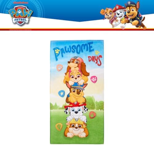 Paw Patrol Kids Bath/Pool/Beach Soft Absorbent Cotton Terry Towel with Washcloth 2 Piece Set, 50 in x 25 in, (Officially Licensed Product) by Franco