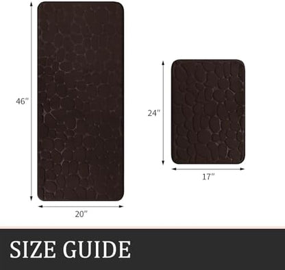 YIHOUSE Bathroom Rugs Mat Set, Memory Foam Bath Mat 2 Piece Brown