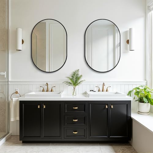 Oval Bathroom Mirror for Over Sink, 20"x30" Vanity Mirror for Wall, Black