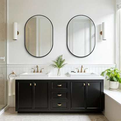 Oval Bathroom Mirror for Over Sink, 20"x30" Vanity Mirror for Wall, Black