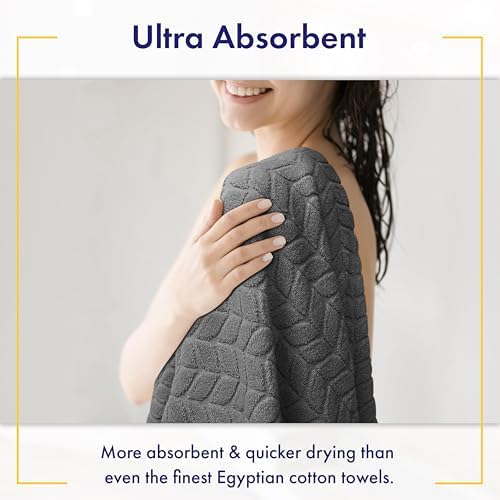 Alusa Home Ultra Soft & Stylish 700 GSM Luxury Bath Towels - 100% Zero-Twist, Long-Staple Cotton - Remarkably Absorbent & Quick Drying - 6 Piece Towel Set (Granite Grey)