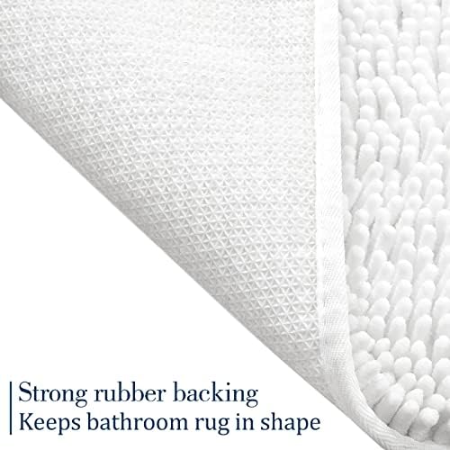 LOCHAS Luxury Bathroom Rug Shaggy Bath Mat 24 x 17 Inch, White