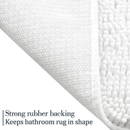 LOCHAS Luxury Bathroom Rug Shaggy Bath Mat 24 x 17 Inch, White