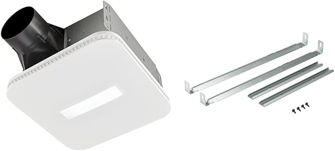 Broan-NuTone AER80CCTK CleanCover Bath Fan, 80 CFM, 0.7 Sone, with Selectable CCT LED Light, Energy Star & MHB4 Hanger Bar Set for InVent Series Bath Exhaust Fans, Silver, Steel, 4 Pieces