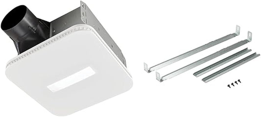 Broan-NuTone AER80CCTK CleanCover Bath Fan, 80 CFM, 0.7 Sone, with Selectable CCT LED Light, Energy Star & MHB4 Hanger Bar Set for InVent Series Bath Exhaust Fans, Silver, Steel, 4 Pieces