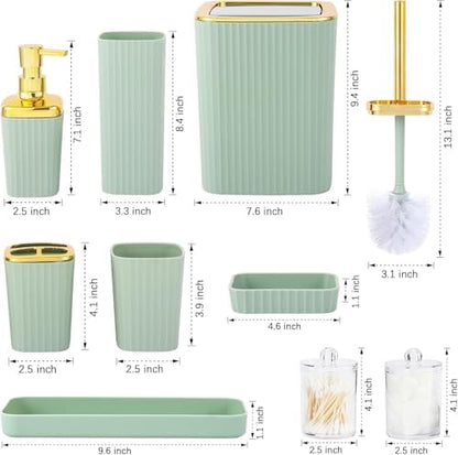 23 PCS Green Bathroom Accessories Set丨Shower Curtain Bathroom Accessory