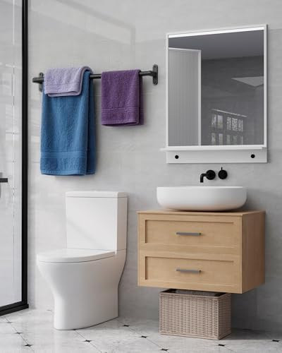 Powools Matte Black 28" Towel Rack, Rustproof Wall Mounted Towel Bar