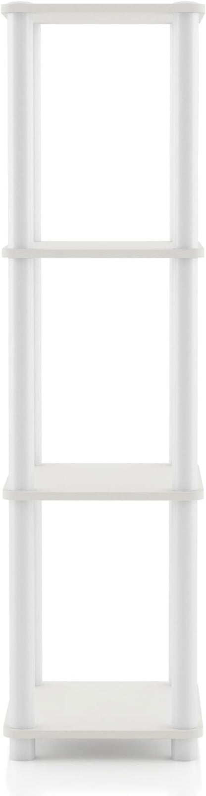 Homes: Inside + Out Apexa Modern 4-Tier Narrow Shelving Units, Collectibles Display Shelves, Easy Assembly Standing Shelf, Home Storage Organizer for Living Room, Bedroom, Office, White