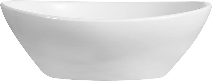 DeerValley Bathroom Vessel Sink, 16" x 13" Oval White Ceramic Vessel Sink, Modern Egg Shape Above Counter Bathroom Vanity Bowl, Porcelain Bathroom Vessel Vanity Sink Art Basin, DV-1V051