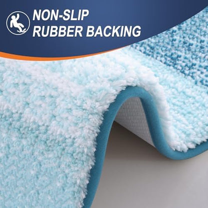 OLANLY Micorfiber Bathroom Rug Set 2 Piece, 24"x16"+U-Shaped 24"x20"