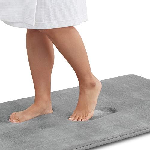 Memory Foam Bath Mat Non Slip Absorbent Super Cozy Velvet Bathroom Rug Carpet (72 inches X 24 inches, Grey)