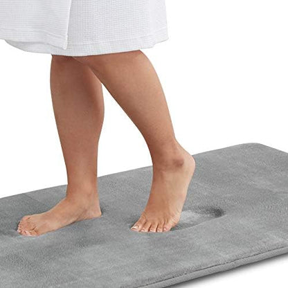 Memory Foam Bath Mat Non Slip Absorbent Super Cozy Velvet Bathroom Rug Carpet (60 inches X 24 inches, Grey)
