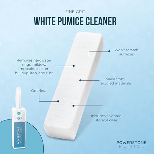 Powerstone Pumice Stone Toilet Bowl Cleaner with Handle (6-Pack) – Heavy-Duty Hard Water Stain Remover for Toilets, Grills, Tiles, and Pools – Non-Scratch Scouring Stick for Deep Cleaning