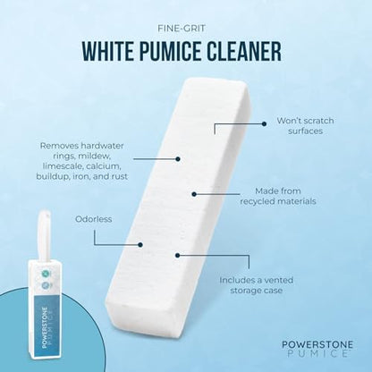 Powerstone Pumice Stone Toilet Bowl Cleaner with Handle (6-Pack) – Heavy-Duty Hard Water Stain Remover for Toilets, Grills, Tiles, and Pools – Non-Scratch Scouring Stick for Deep Cleaning