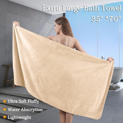 8-Piece Bath Towels Set,2 Oversized Bath Sheet,2 Hand Towels and 4 Washcloths - 600 GSM Soft Microfiber Highly Absorbent Quick Dry Shower Towel Collection for Bathroom Hotel and Spa,Light Yellow