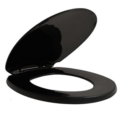 Centoco Black Round Toilet Seat, Residential, Top Mount Plastic Hinge, Closed Front with Cover, Plastic, DSAMAZ2-407