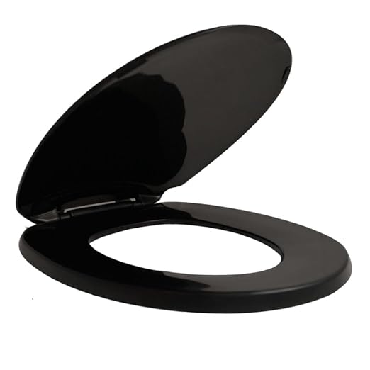Centoco Black Round Toilet Seat, Residential, Top Mount Plastic Hinge, Closed Front with Cover, Plastic, DSAMAZ2-407