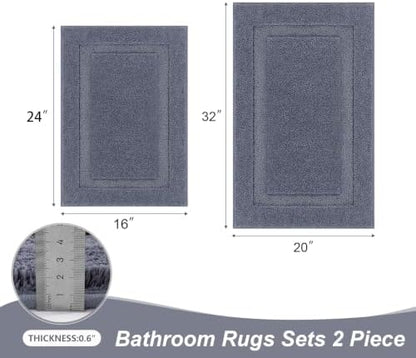 SHACOS Soft Microfiber Bathroom Rugs Set of 2 Pieces, Dark Grey