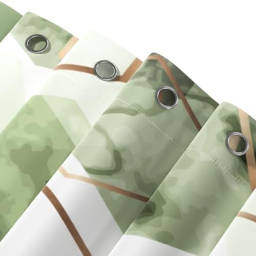 deFouliao Sage Green Shower Curtain Modern Abstract Green Geometric Grid Bathroom Curtain Sets for Bathtub Home Decor, Waterproof Fabric Washable with Hooks, 72x72 Inch