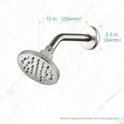 OFFO Shower Arm with Flange, 10 in Brushed Nickel Wall Mount Replacement Angle Shower Head Arm Wall-Mounted For Fixed Shower Head & Handheld Showerhead