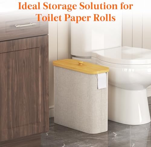 Lifewit Toilet Paper Storage Holder, Extra Large Stand Basket, 30L, Beige