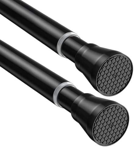 2 Pack Adjustable Tension Rods 28-48 Inch - Black