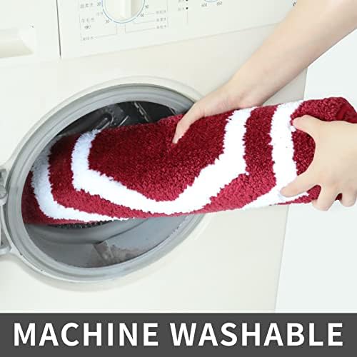 COSY HOMEER Extra Thick Bath Rugs Set - Anti-Slip Bath Mats Soft Plush 100% Strong Mirco Polyeste Mat Living Room Bathroom Mat Floor Water Absorbent(Red,20/inch X 32/'' + 24/inch X 48'' - Inches)