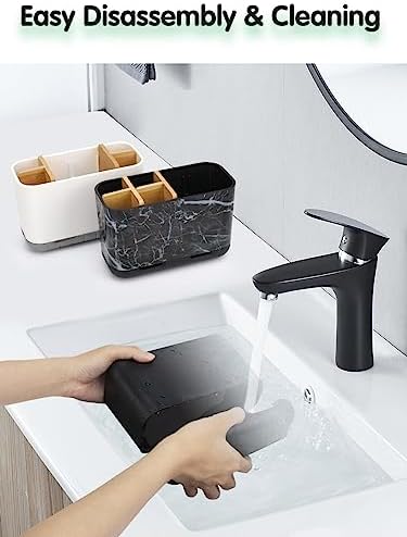GFWARE Black Toothbrush Holder with Drainage, Bathroom Organizer, Large
