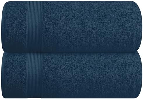 Belizzi Home Cotton 2 Pack Oversized Bath Sheet 35x70, Large Bath Sheet, Ultra Soft, Absorbent, Compact, Eco-Friendly, Recyclable, Quick Drying and Lightweight Towel - Mineral Blue