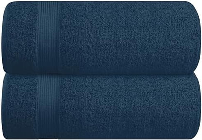 Belizzi Home Cotton 2 Pack Oversized Bath Sheet 35x70, Large Bath Sheet, Ultra Soft, Absorbent, Compact, Eco-Friendly, Recyclable, Quick Drying and Lightweight Towel - Mineral Blue
