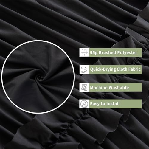 Farmhouse Ruffle Shower Curtain, Black, 72 x 72 in