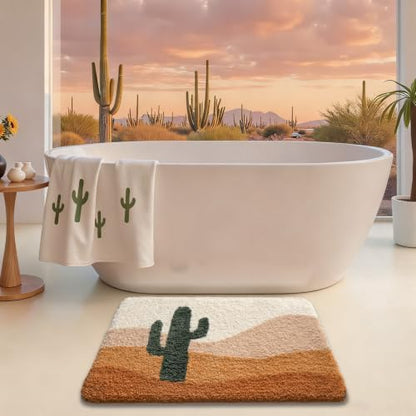 LUMI Cactus Bathroom Rug 20x32 Soft Absorbent Bath Mat, Non Slip