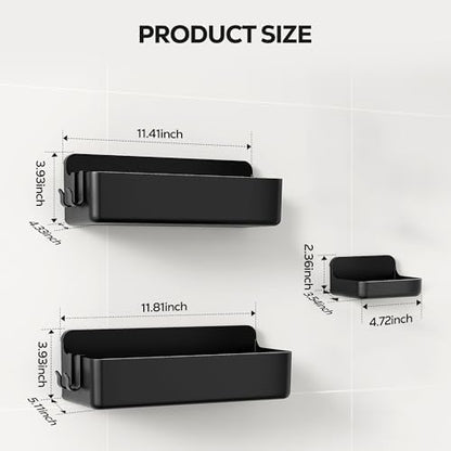 Nieifi Adhesive Shower Shelves, Black, 3 Pieces